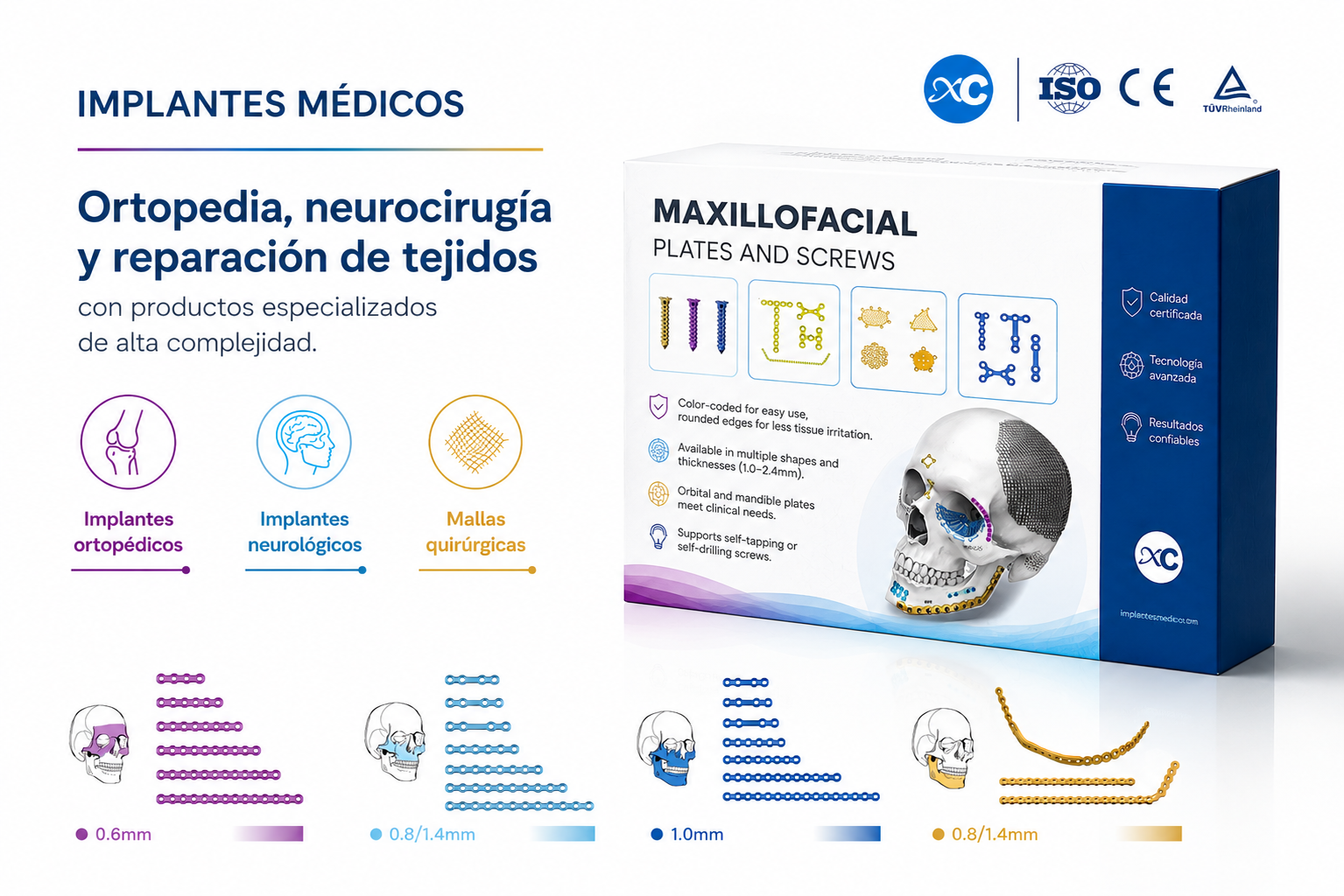 Implantes médicos especializados - ortopédicos, neurológicos, maxilofaciales
